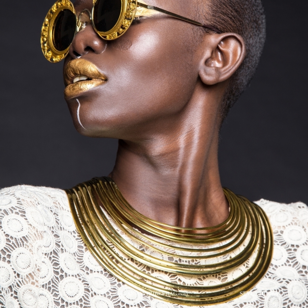 Solid Brass Statement Collar Tribal Necklace Used… - image 5